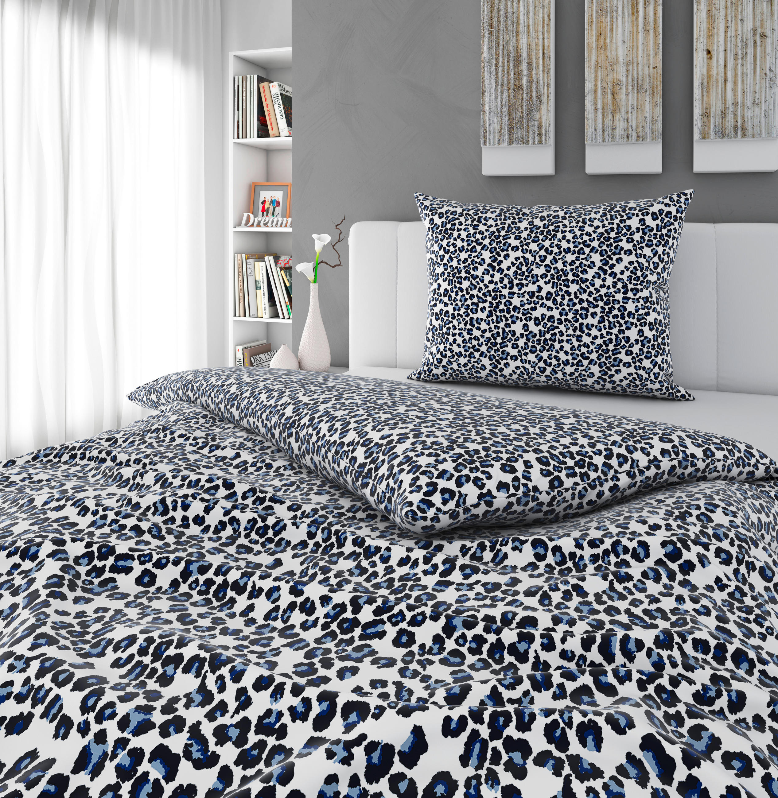 ÁGYNEMŰHUZAT-GARNITÚRA 140/200 cm  - kék/fehér, Basics, textil (140/200cm) - Novel