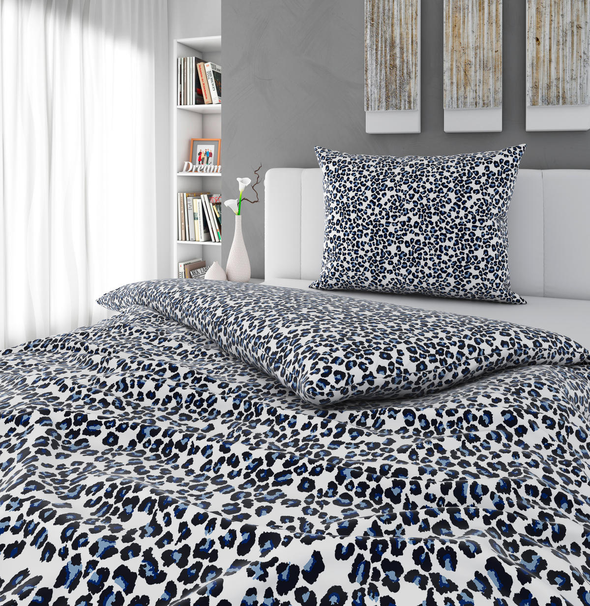 ÁGYNEMŰHUZAT-GARNITÚRA 140/200 cm  - kék/fehér, Basics, textil (140/200cm) - Novel
