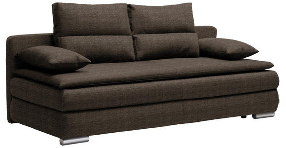 SCHLAFSOFA in Webstoff Braun, Silberfarben  - Silberfarben/Braun, KONVENTIONELL, Kunststoff/Textil (207/94/90cm) - Venda