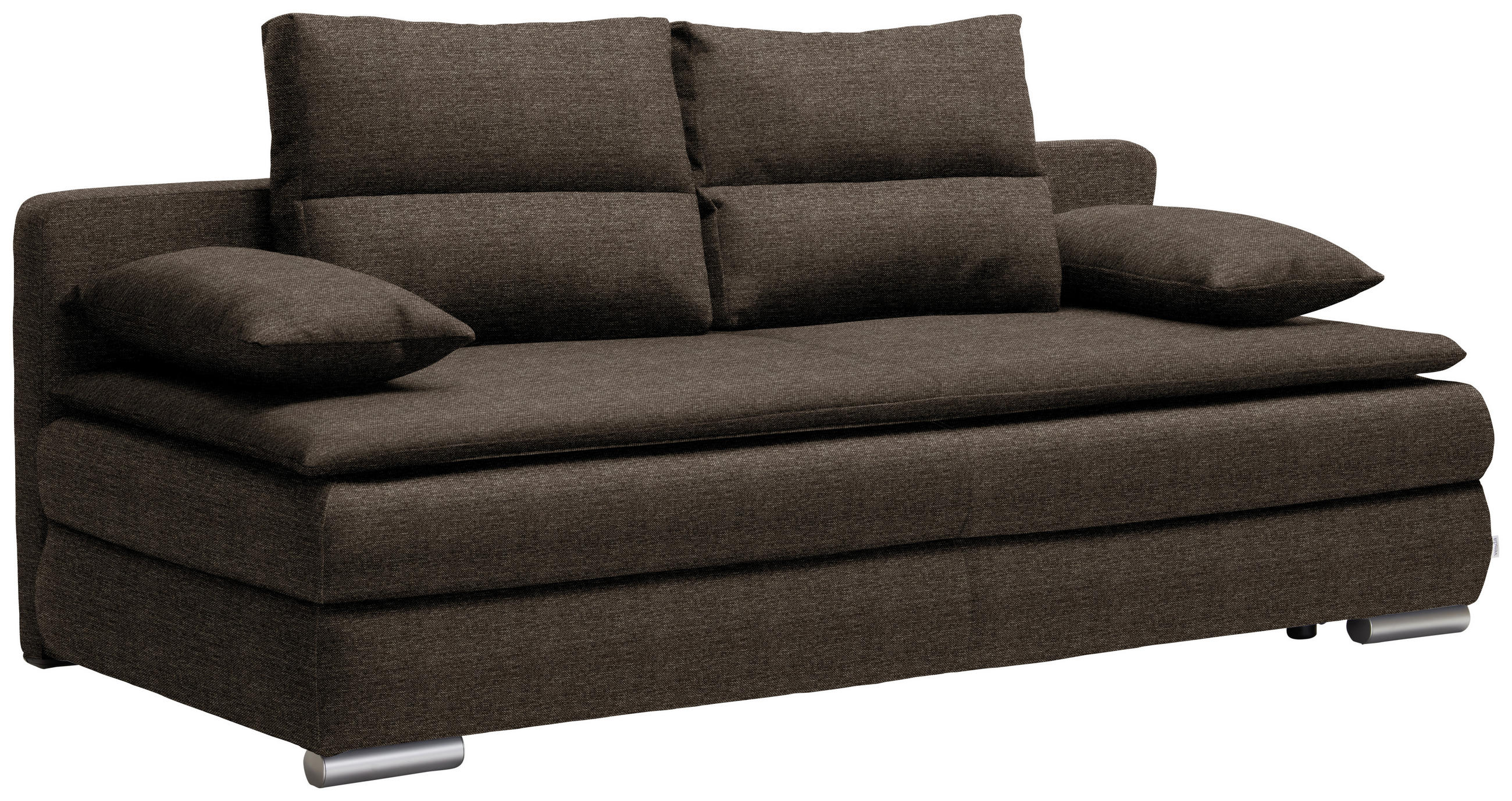 SCHLAFSOFA Webstoff Braun, Silberfarben  - Silberfarben/Braun, KONVENTIONELL, Kunststoff/Textil (207/94/90cm) - Livetastic