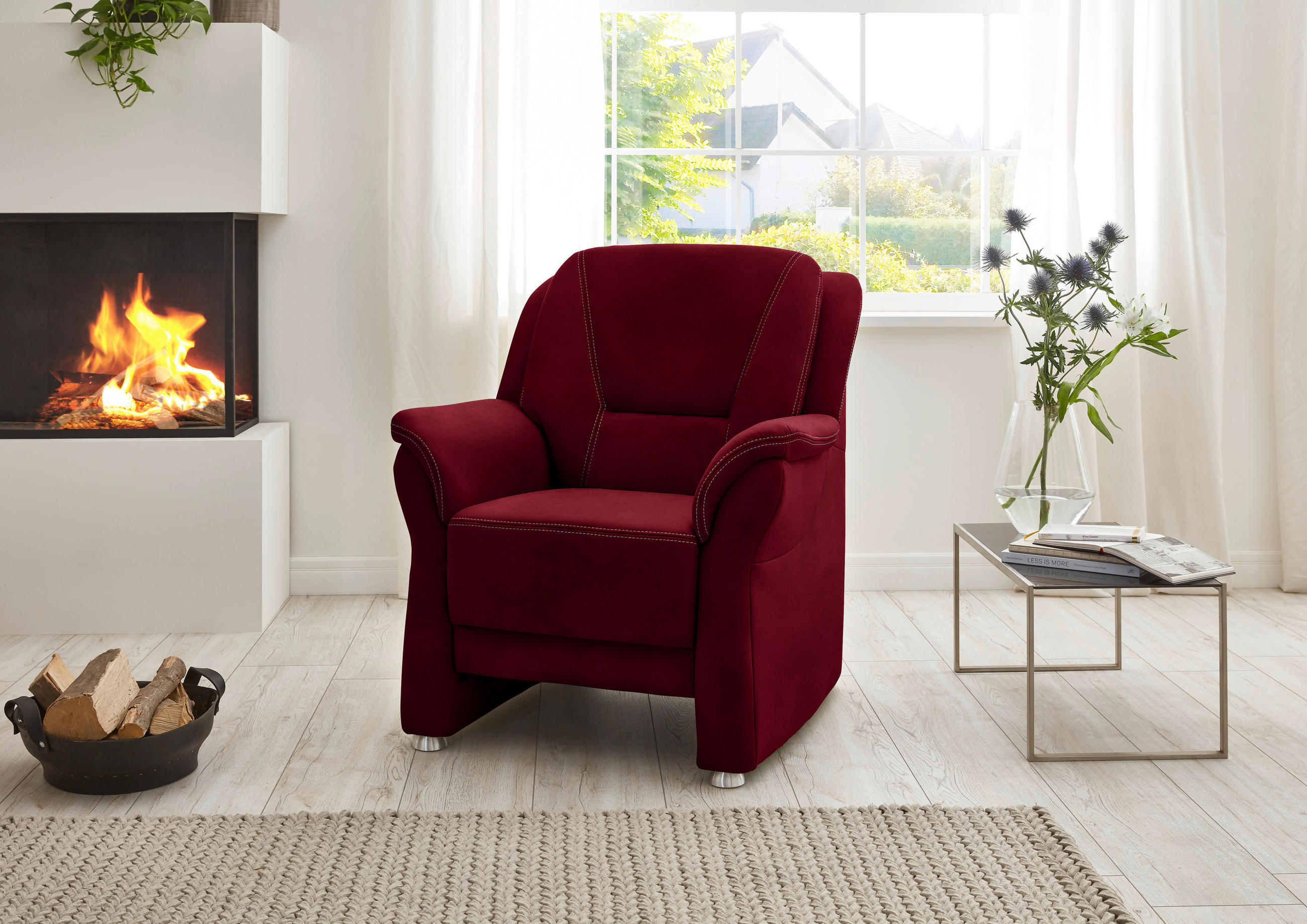 SESSEL in Mikrofaser Hellrot  - Hellrot/Beige, Konventionell, Textil/Metall (90/100/89cm) - Beldomo Comfort
