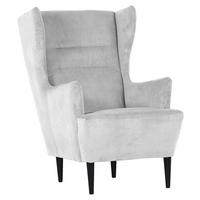 ÖRONLAPPSFÅTÖLJ i manchester grå  - svart/grå, Design, trä/textil (70/104/90cm) - MID.YOU