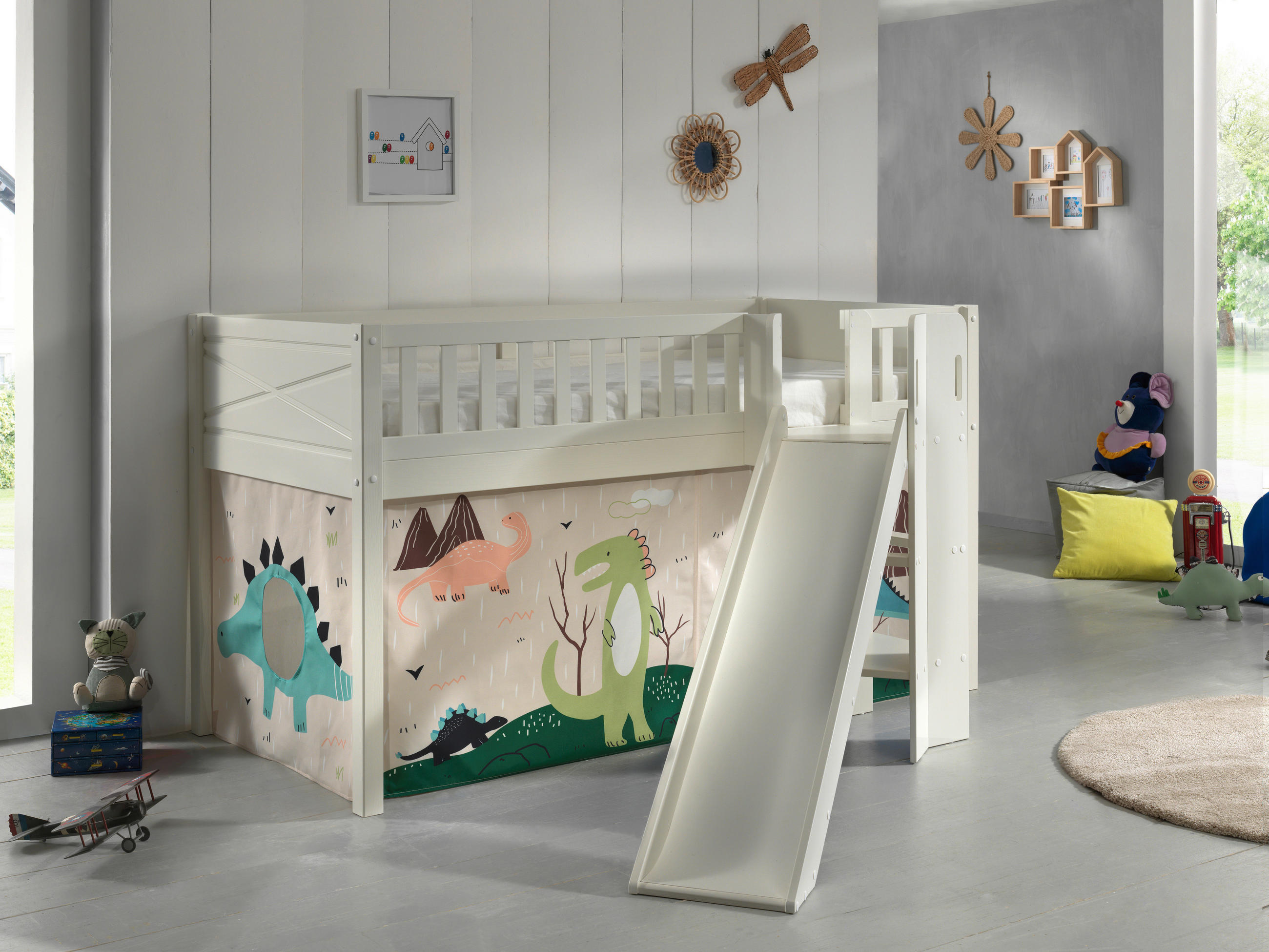 SPIELBETT Kiefer 90/200 cm Weiß  - Naturfarben/Weiß, ROMANTIK / LANDHAUS, Holz (90/200cm) - Vipack
