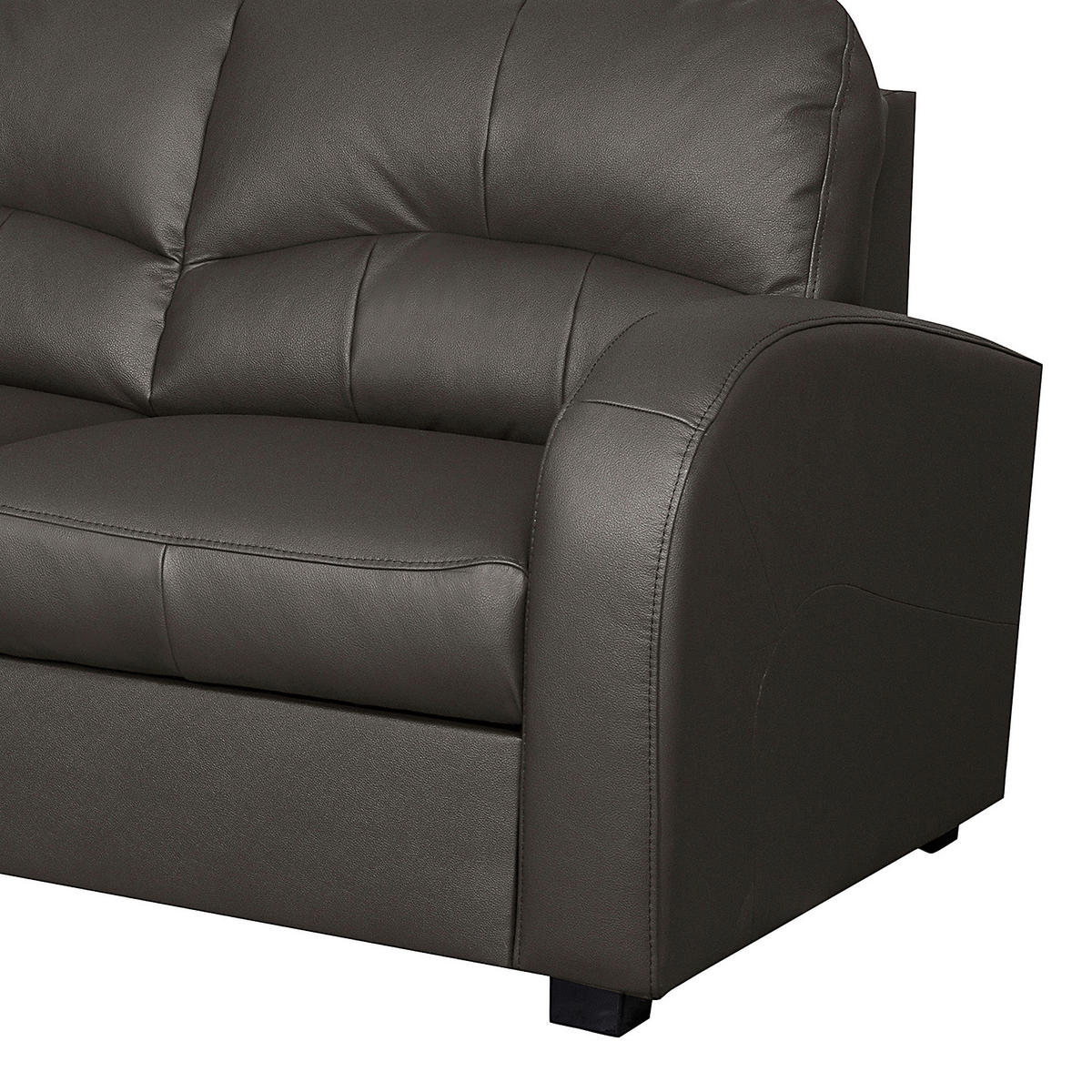 ECKSOFA in Lederlook Echtleder Dunkelbraun  - Dunkelbraun/Schwarz, Design, Leder/Kunststoff (168/227cm) - Livetastic