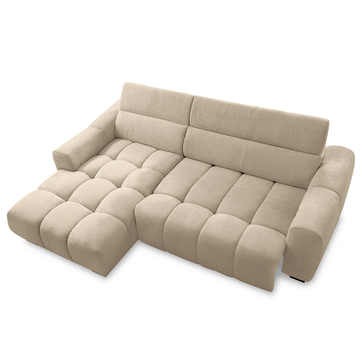 ECKSOFA  Webstoff Beige  - Beige/Schwarz, Design, Kunststoff/Textil (177/274cm) - Livetastic