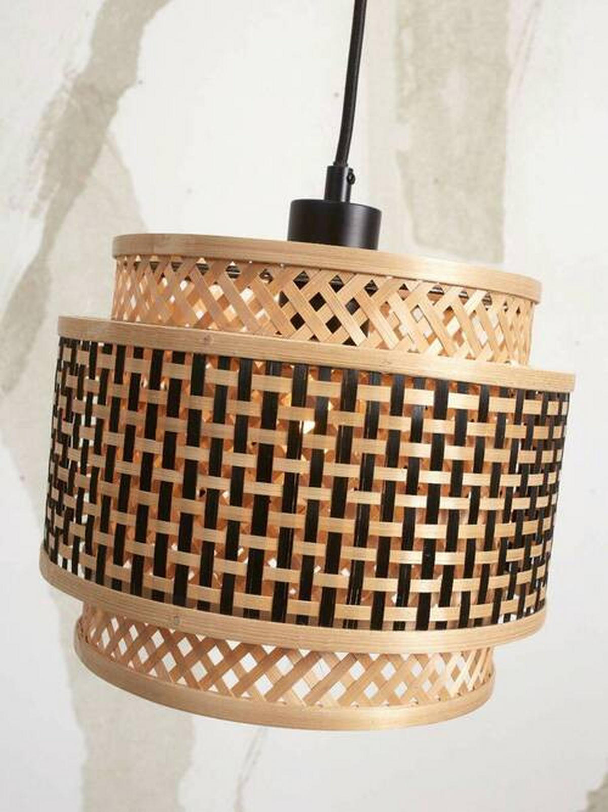 HÄNGELEUCHTE GOOD&MOJO  25/20 cm   - Schwarz/Naturfarben, Trend, Holz (25/20cm) - Good & Mojo