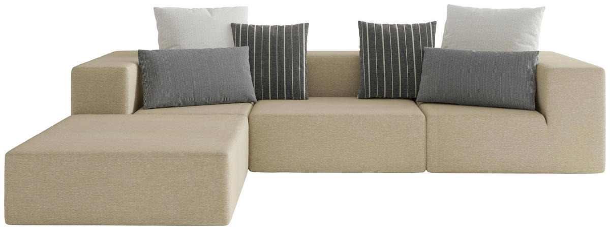 LOUNGESOFA  - Taupe/Multicolor, Design, Textil (220/330cm) - Livetastic