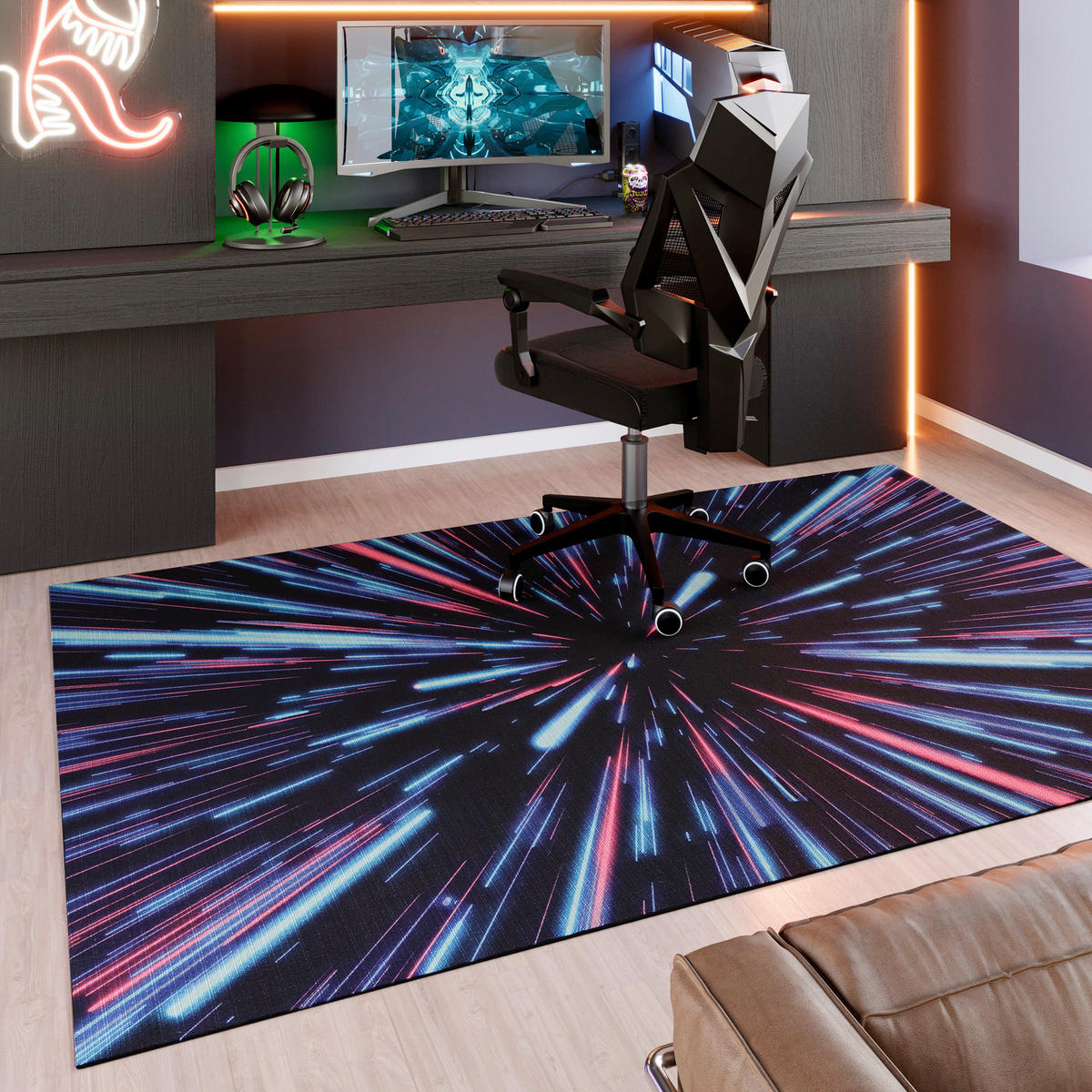 FLACHWEBETEPPICH  Wohnzimmer 160/230 cm Neon Horizon Blau, Rot, Schwarz rechteckig  - Blau/Rot, Basics, Kunststoff/Textil (160/230cm) - WECON HOME