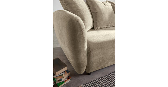SCHLAFSOFA mit Liegefunktion, Schlafen auf Sitzhöhe, Rücken echt Flachgewebe Beige - Beige/Schwarz, KONVENTIONELL, Kunststoff/Textil (250/74/108cm) - Carryhome
