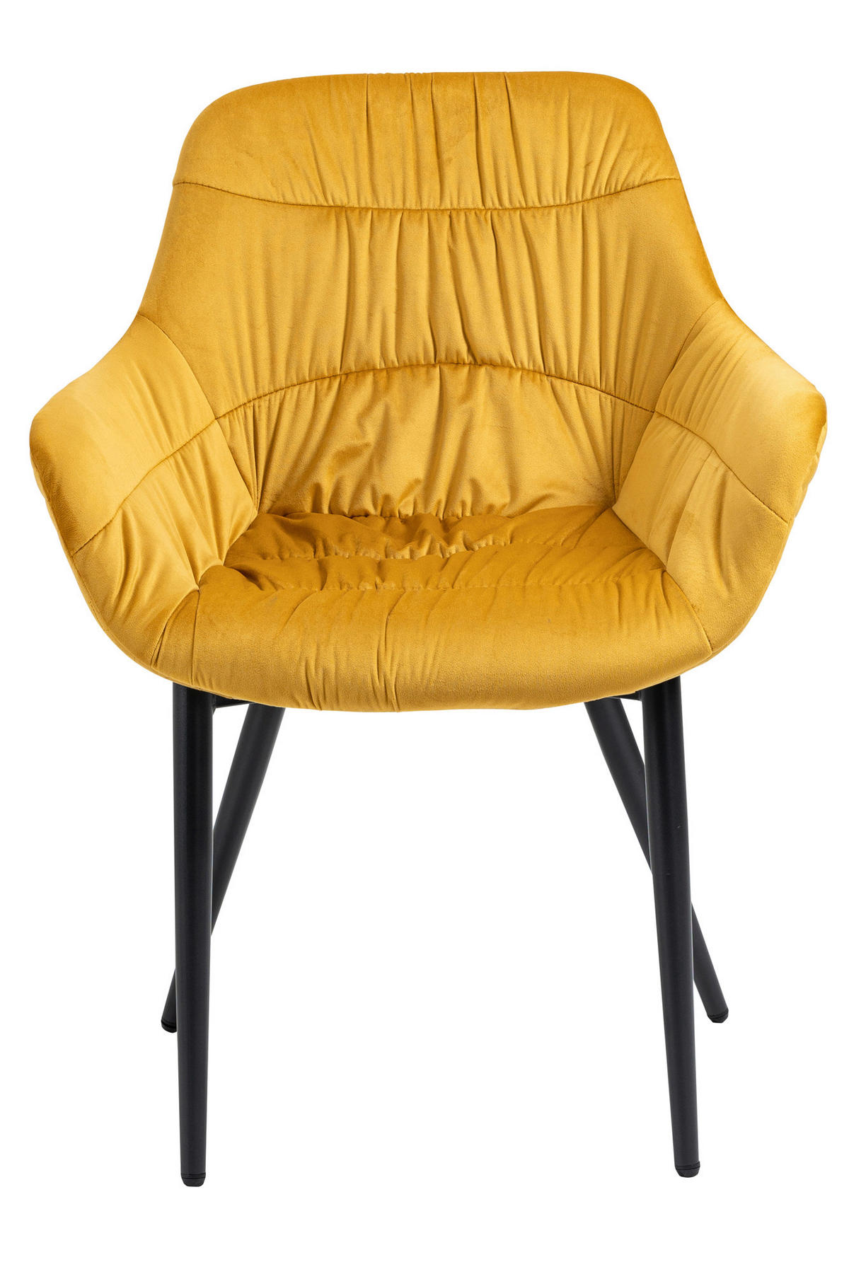 ARMLEHNSTUHL  in Samt  - Senfgelb/Schwarz, MODERN, Textil/Metall (63/81,5/61cm) - Livetastic