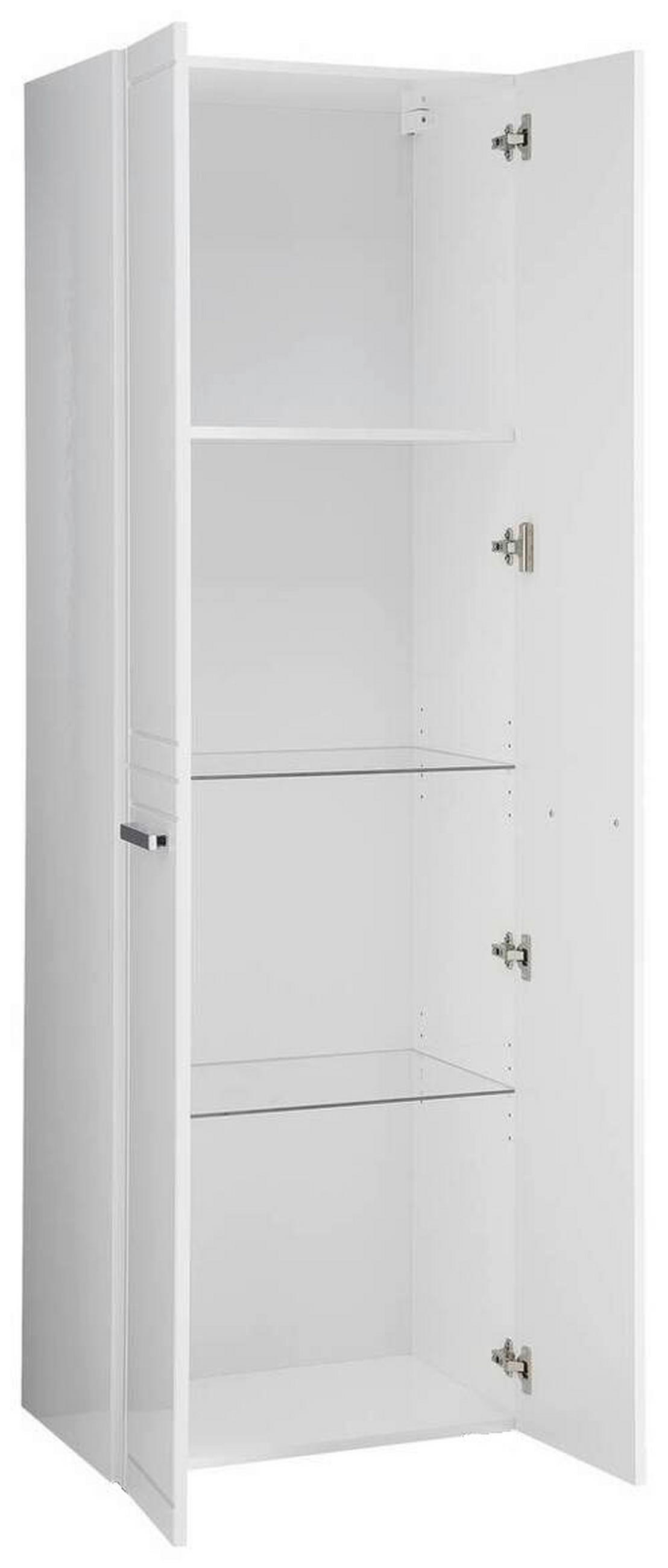 HOCHSCHRANK 60/185,5/42,4 cm  - Chromfarben/Weiß Hochglanz, MODERN, Glas/Holzwerkstoff (60/185,5/42,4cm) - Sadena
