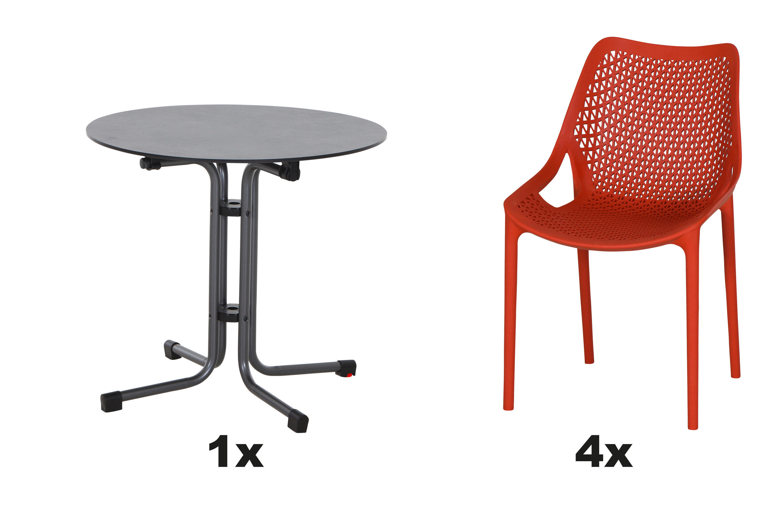 GARTENGARNITUR 5-teilig Stahl  - Anthrazit/Rot, Basics, Kunststoff/Metall (80/81/80cm) - Siena Garden