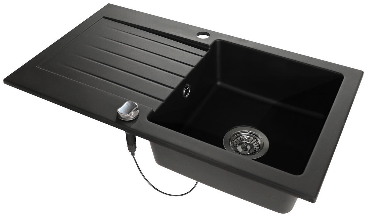 KÜCHENBLOCK 280 cm   in Weiß, Eichefarben  - Eichefarben/Schwarz, Design, Holzwerkstoff/Kunststoff (280cm) - MID.YOU