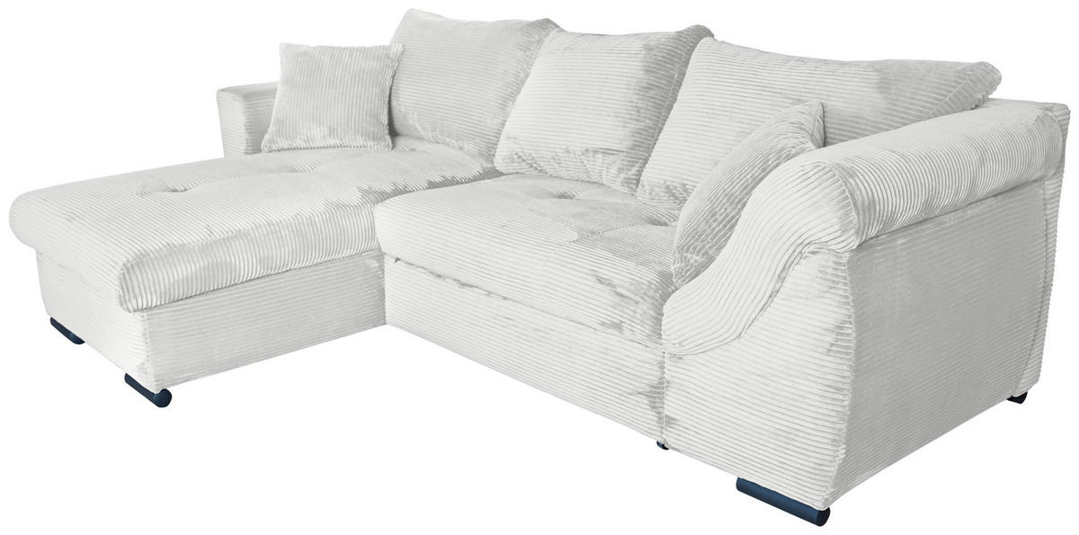 ECKSOFA Hellgrau Cord  - Hellgrau/Schwarz, KONVENTIONELL, Textil/Metall (168/258cm) - Carryhome