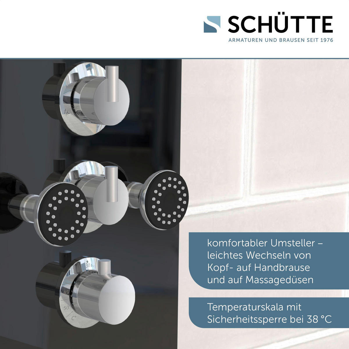 DUSCHPANEEL  - Schwarz, KONVENTIONELL, Glas/Kunststoff (28/133/50cm) - Schütte