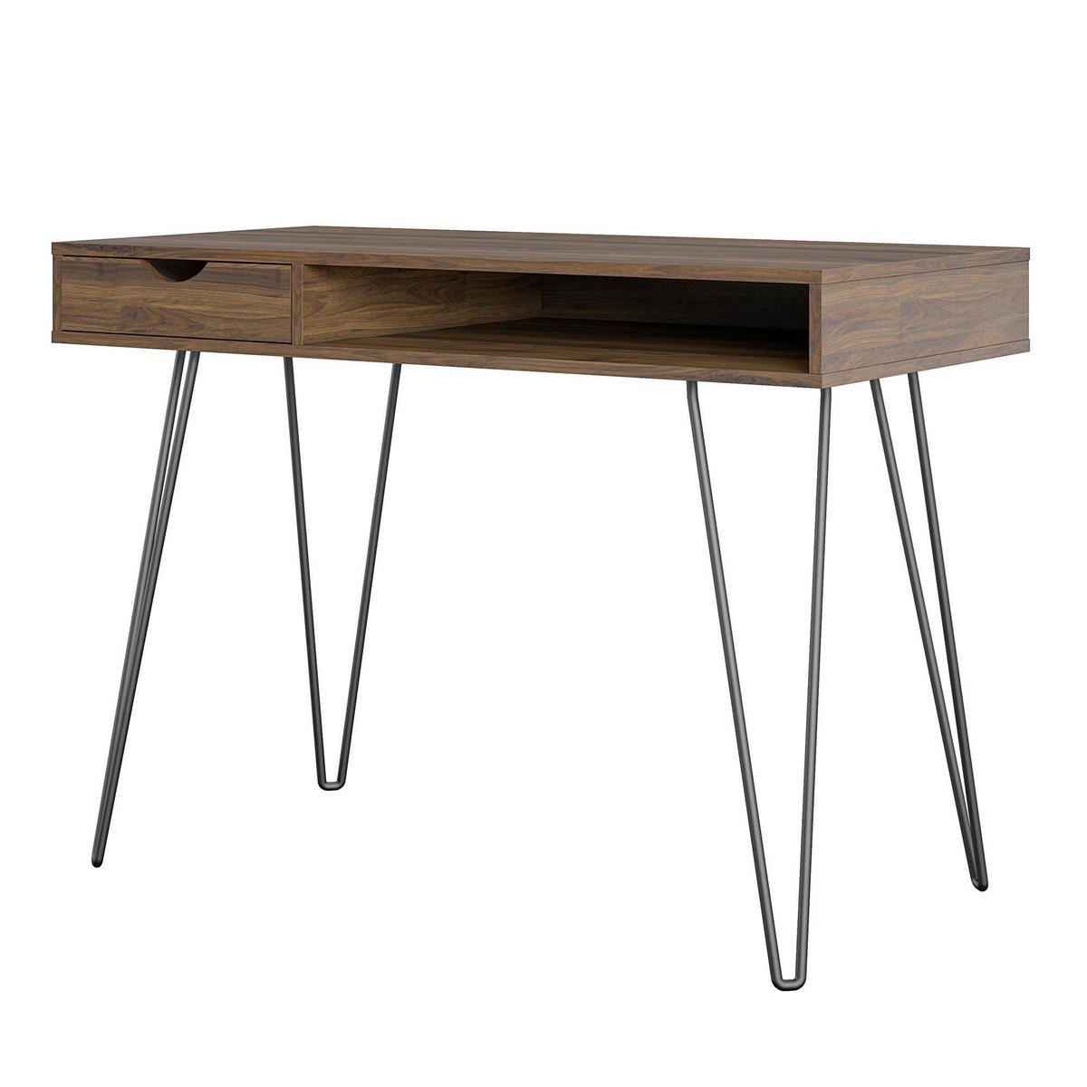 SCHREIBTISCH  in Walnussfarben  - Walnussfarben/Schwarz, Design, Holzwerkstoff/Metall (104/77/49cm) - MID.YOU