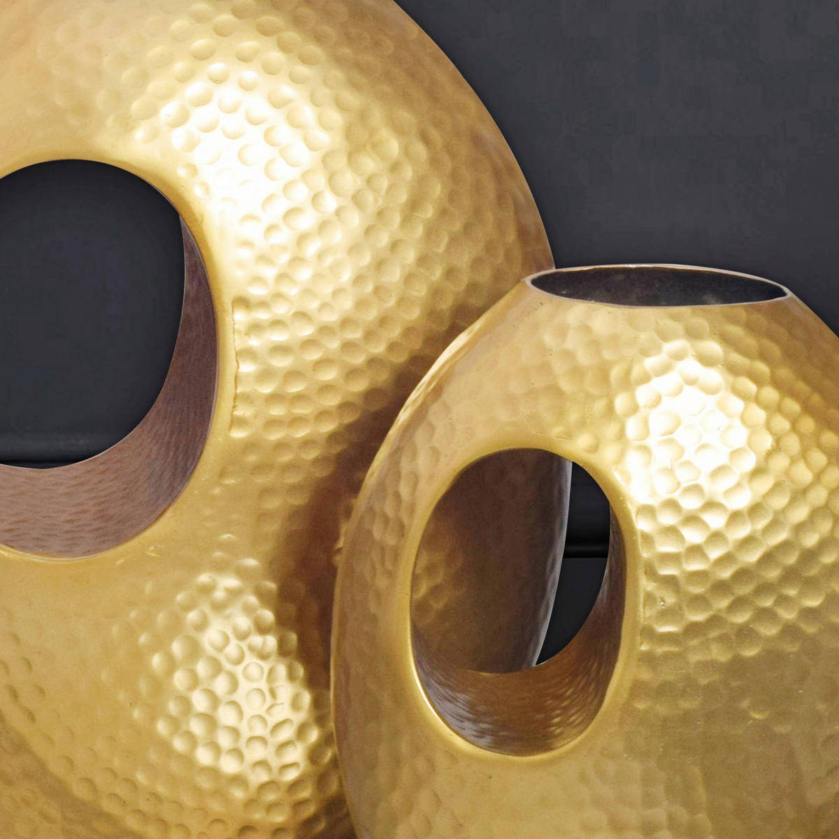 VASE 39 / 31 cm  - Goldfarben, Design, Metall (29/39/16,5cm) - Livetastic