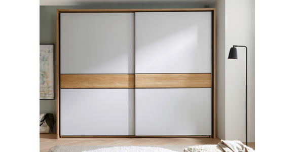 SCHWEBETÜRENSCHRANK  in Eichefarben, Hellgrau  - Eichefarben/Hellgrau, Design, Holz/Holzwerkstoff (270/225,5/60cm) - Xora