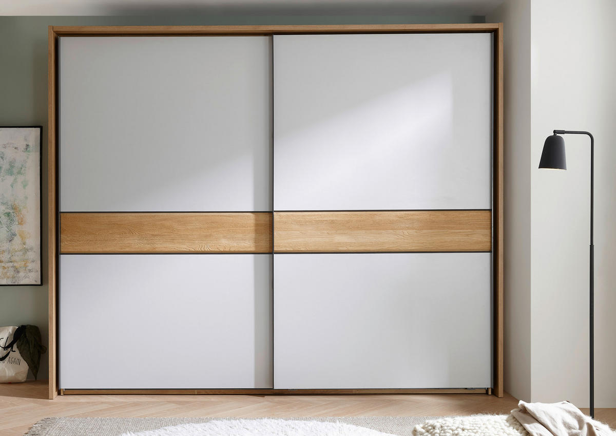 SCHWEBETÜRENSCHRANK  in Eichefarben, Hellgrau  - Eichefarben/Hellgrau, Design, Holz/Holzwerkstoff (240/225,5/60cm) - Xora