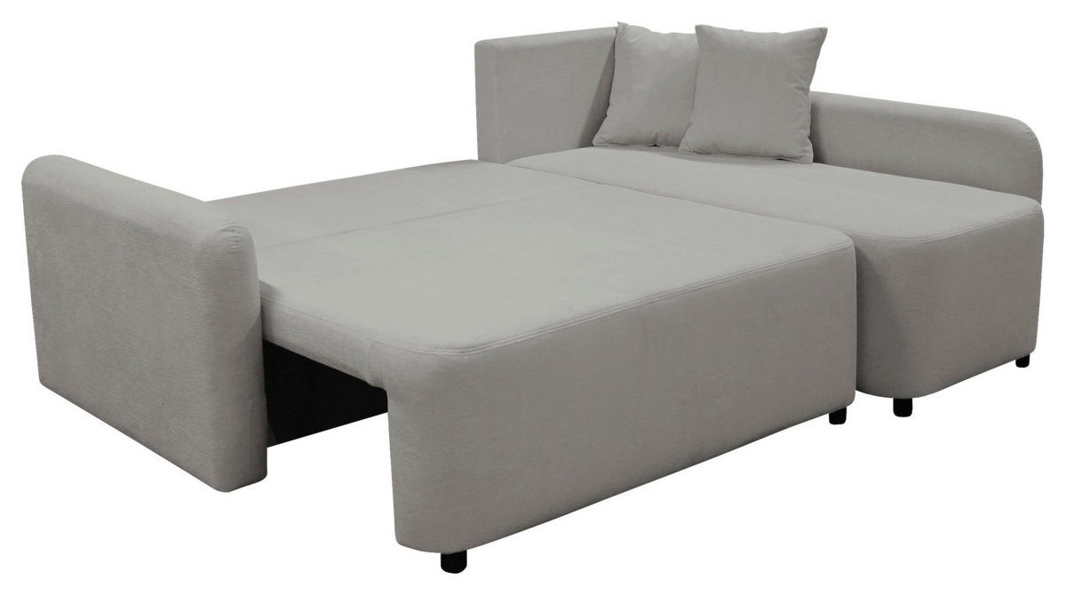 ECKSOFA STERN Taupe Bouclé Zierkissen, Rückenkissen, Bettkasten  - Taupe/Schwarz, Design, Kunststoff/Textil (207/152cm) - MID.YOU