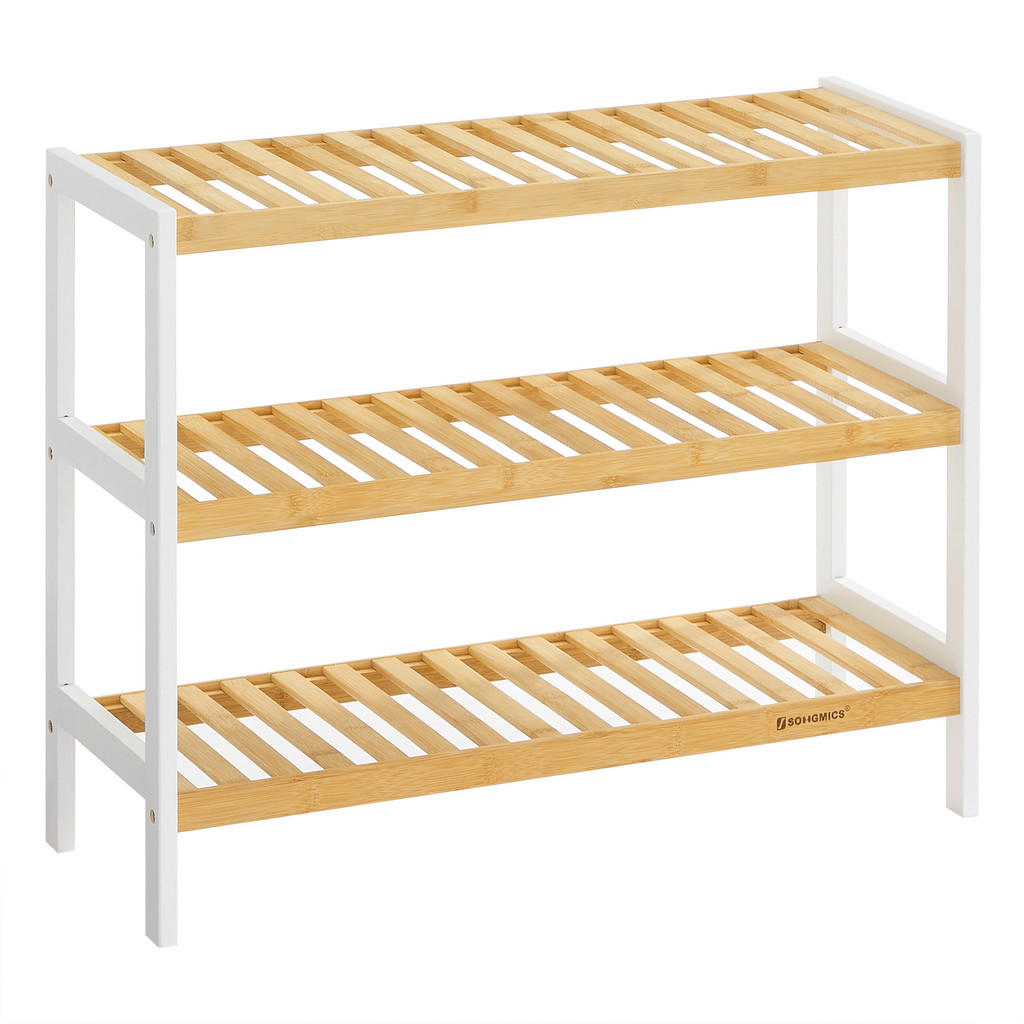 Boxxx REGÁL NA BOTY, přírodní barvy, bílá, bambus, 70/55/26 cm