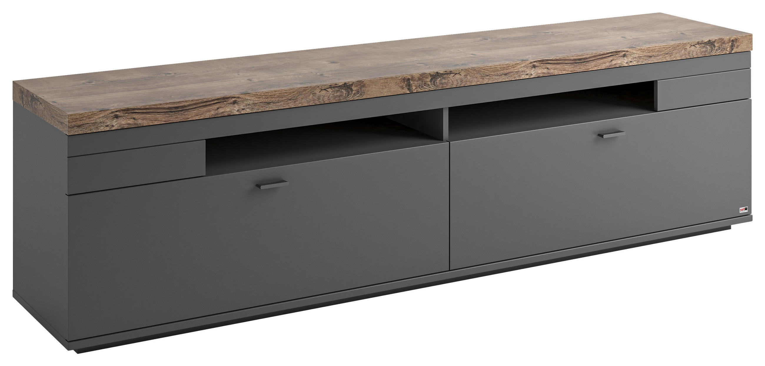 LOWBOARD  in 210/58,7/43,8 cm  - Eichefarben/Grau, Design, Holzwerkstoff/Metall (210/58,7/43,8cm) - SetOne by Musterring