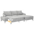 ECKSOFA in Webstoff Hellgrau  - Hellgrau/Schwarz, KONVENTIONELL, Textil/Metall (293/183cm) - Carryhome