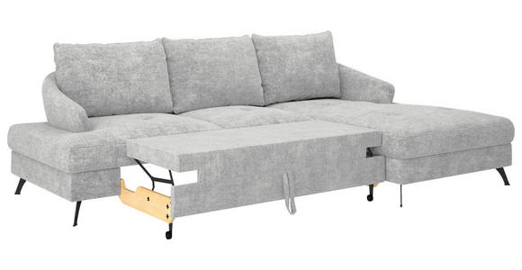 ECKSOFA in Webstoff Hellgrau  - Hellgrau/Schwarz, KONVENTIONELL, Textil/Metall (293/183cm) - Carryhome