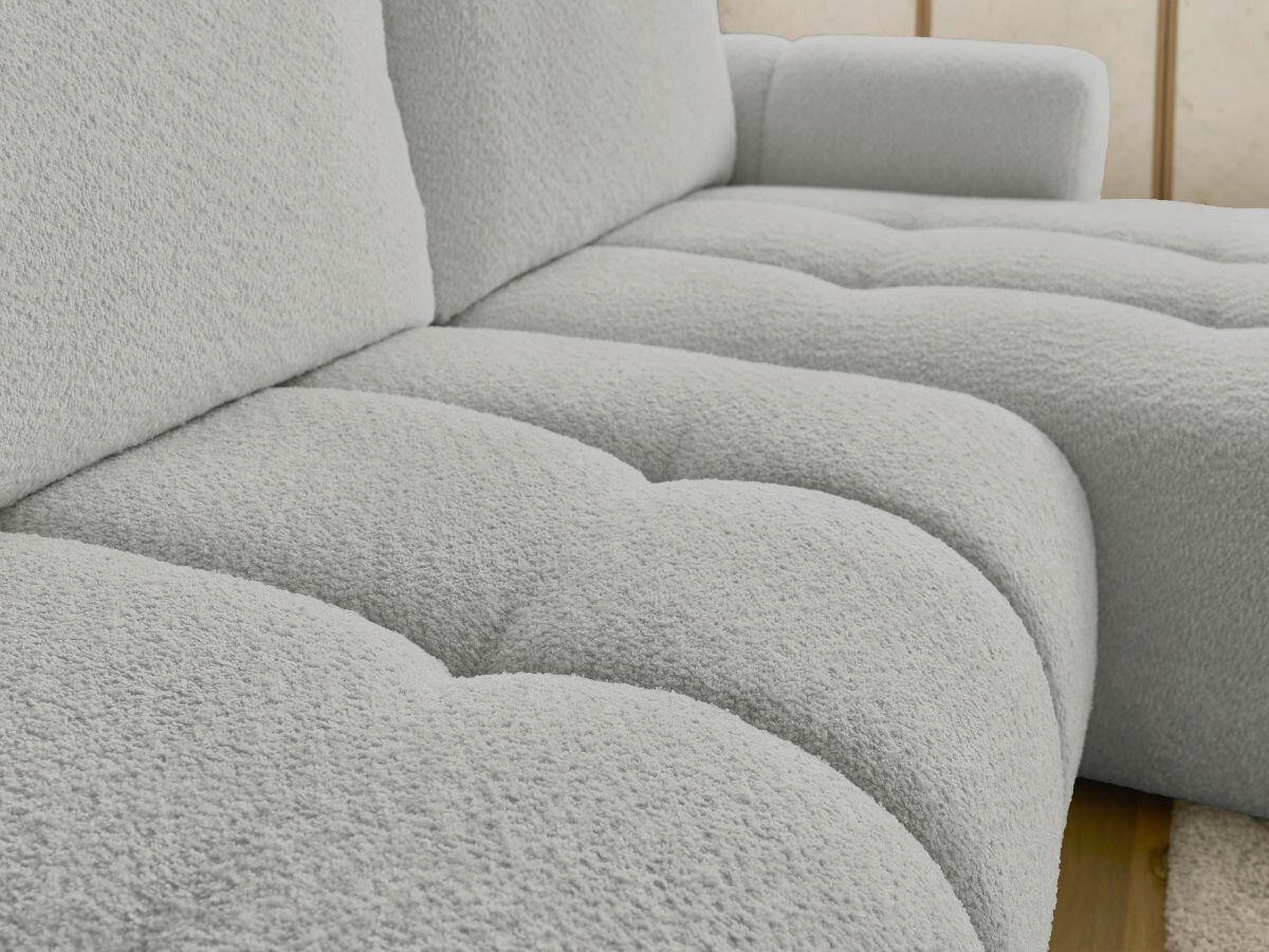 ECKSCHLAFSOFA FUJI Bouclé Hellgrau  inkl.  - Hellgrau/Schwarz, MODERN, Kunststoff/Textil (292/160cm)