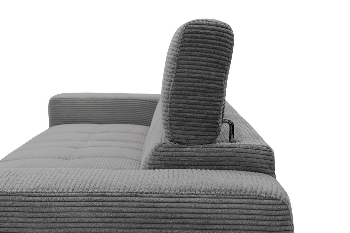 ECKSOFA TRENTO Grau Mikrofaser  - Dunkelgrau/Schwarz, MODERN, Textil/Metall (287/175cm) - MID.YOU