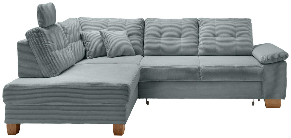 ECKSOFA in Cord Hellblau  - Naturfarben/Hellblau, Modern, Holz/Textil (206/274cm) - Livetastic