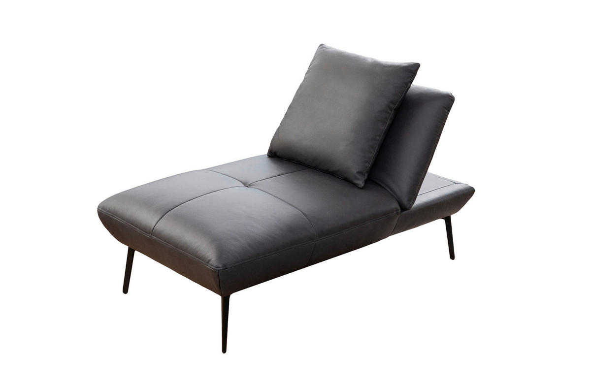 HOCKER Echtleder Anthrazit  - Anthrazit/Schwarz, Design, Leder/Metall (142/43/80cm) - Moderano
