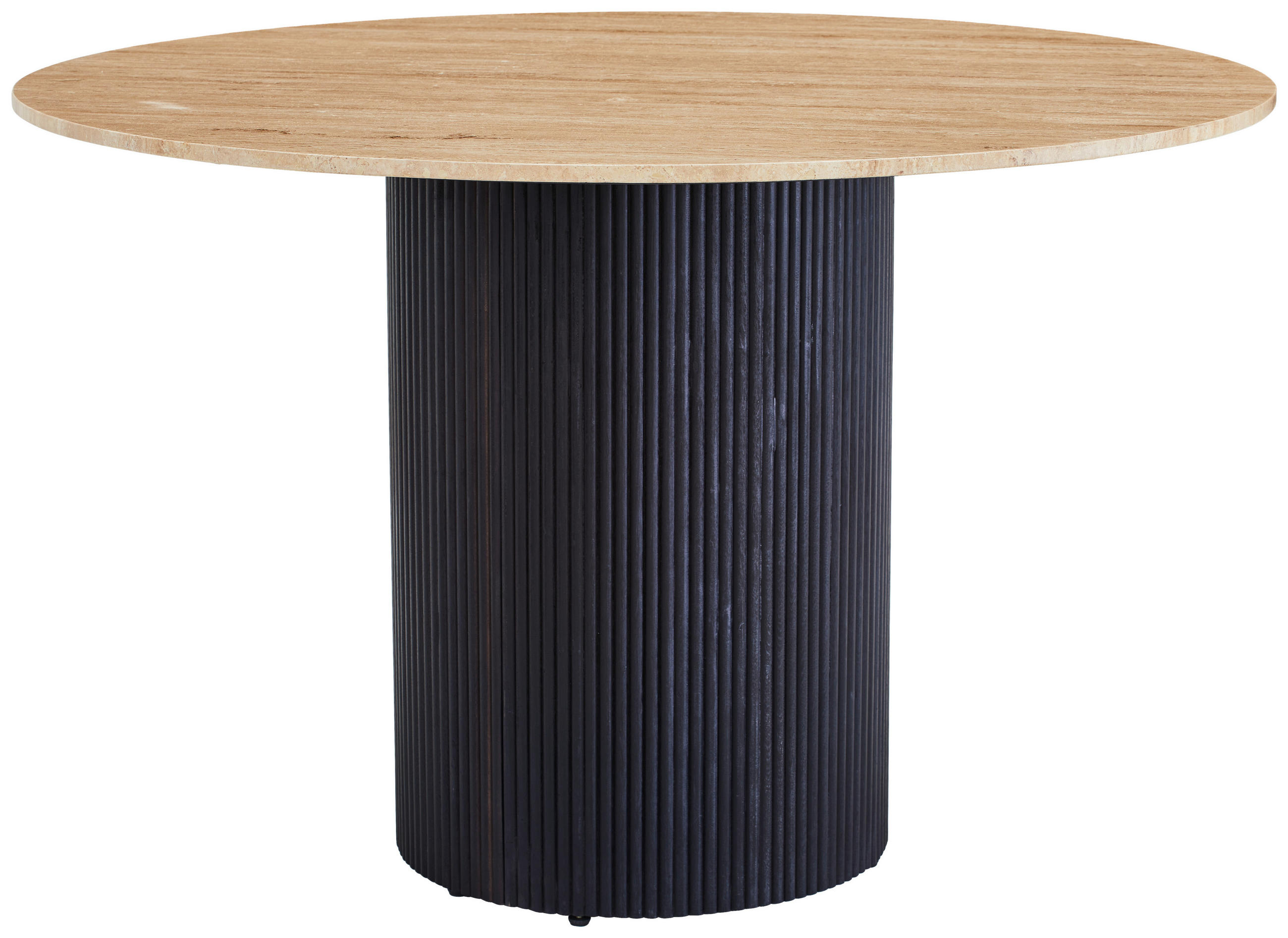 ESSTISCH 120/120/76 cm Echtholz  Holz, Stein rund Schwarz, Beige  - Beige/Schwarz, MODERN, Holz/Stein (120/120/76cm) - Livetastic