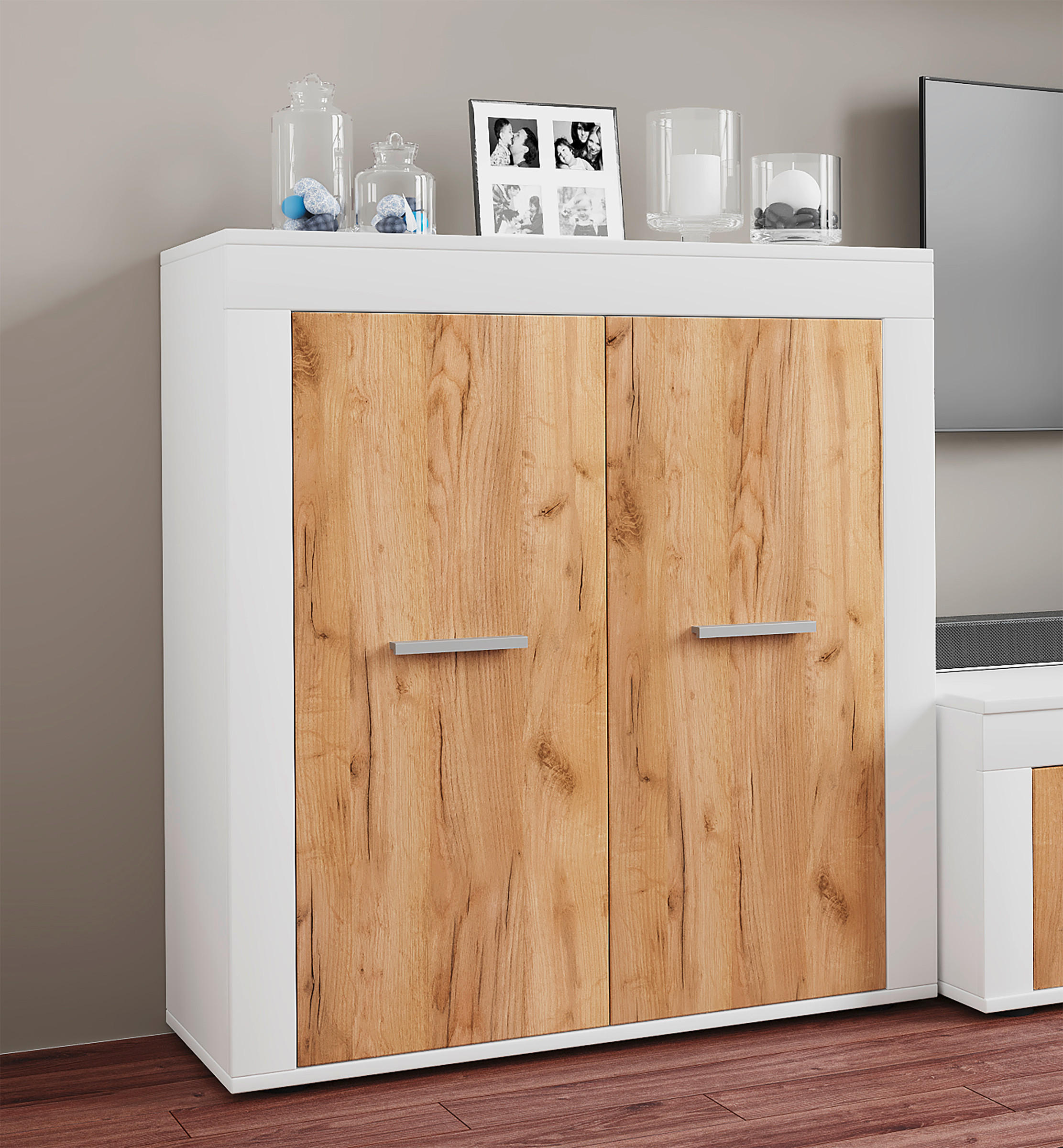 KOMMODE Usilo  in 80/89/35 cm  - Honigeiche/Silberfarben, Design, Holzwerkstoff/Kunststoff (80/89/35cm) - MID.YOU