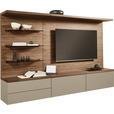 WOHNWAND  in Taupe, Nussbaumfarben  270/182/46 cm  - Taupe/Nussbaumfarben, Design, Glas/Holz (270/182/46cm) - Belluti