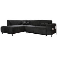 ECKSOFA Dunkelgrau Cord  - Dunkelgrau/Schwarz, Textil/Metall (192/250cm) - MID.YOU