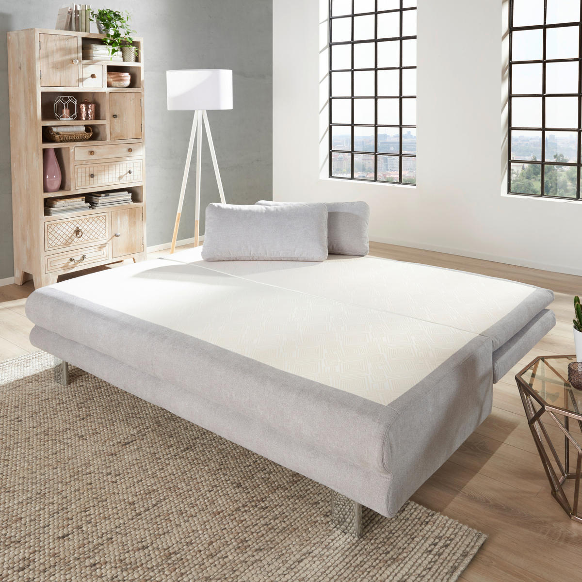 SCHLAFSOFA Webstoff Anthrazit  - Chromfarben/Anthrazit, Design, Textil/Metall (194/96/86cm) - Novel