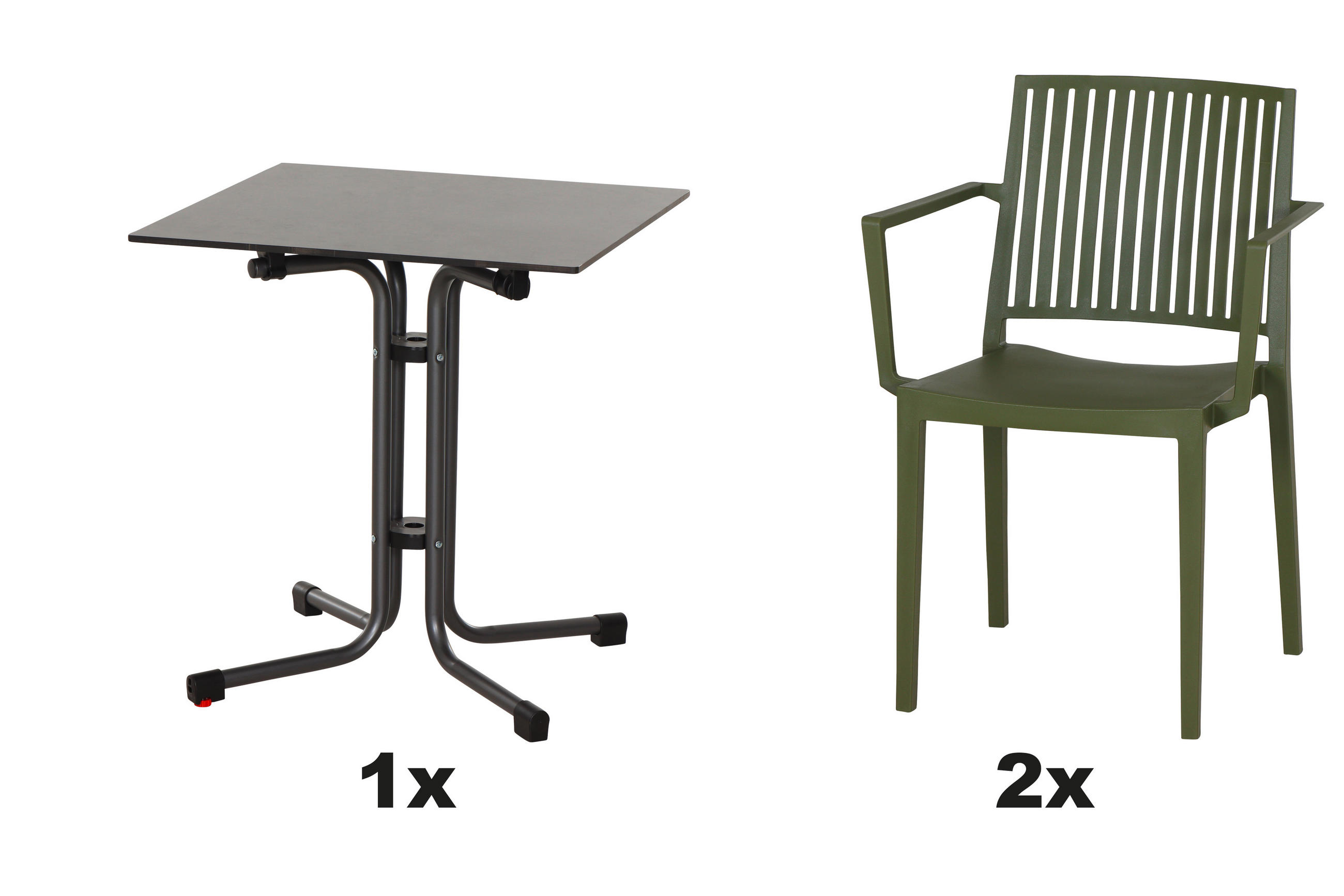GARTENGARNITUR 3-teilig  - Grün, Basics, Holzwerkstoff/Kunststoff (60/80/60cm) - Siena Garden