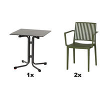 GARTENGARNITUR 3-teilig Stahl  - Grün, Basics, Kunststoff/Metall (60/80/60cm) - Siena Garden