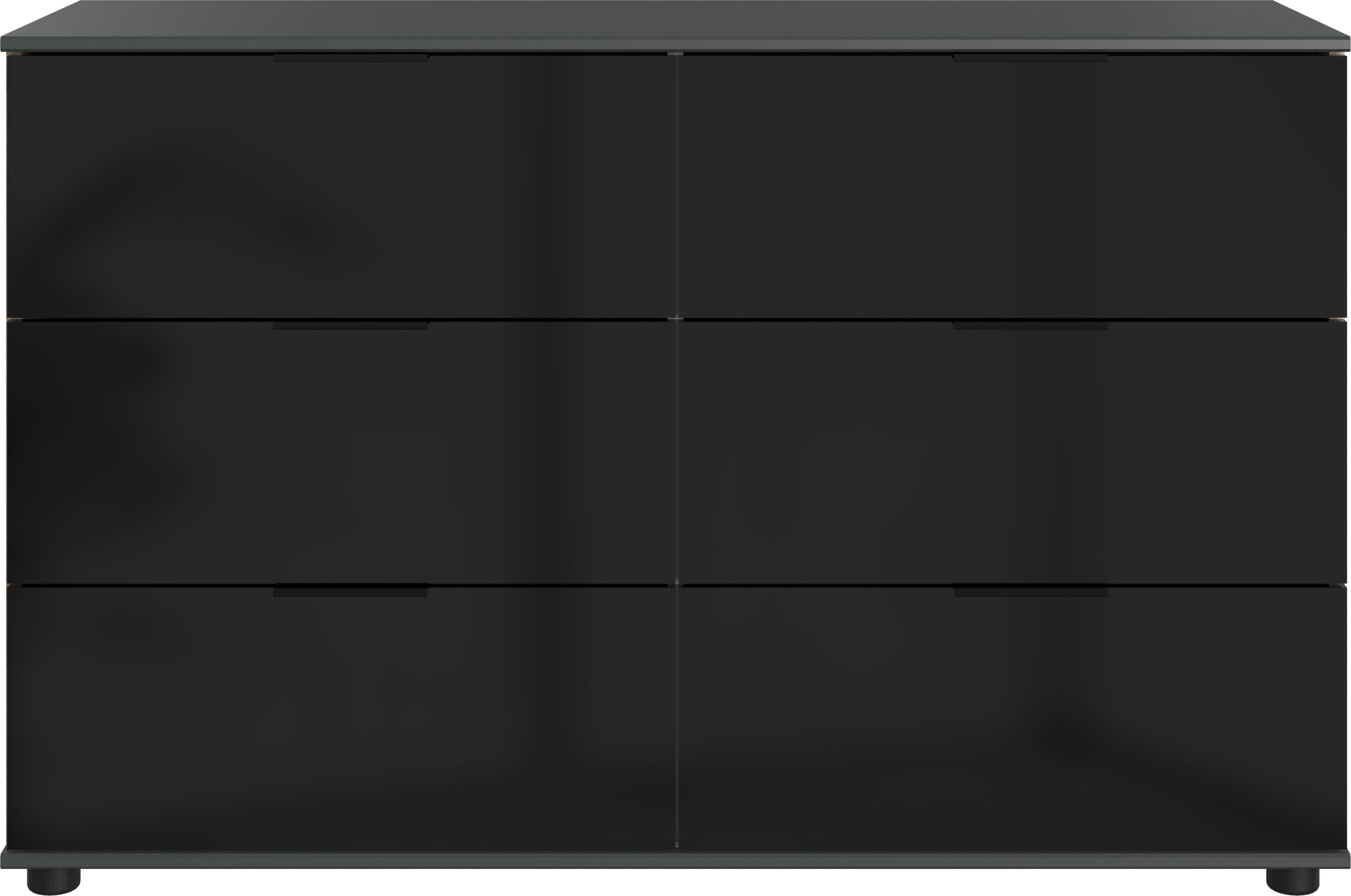 KOMODA   130/83/41 cm   boje grafita  - boje grafita/crna, Moderno, staklo/drvni materijal (130/83/41cm) - Xora