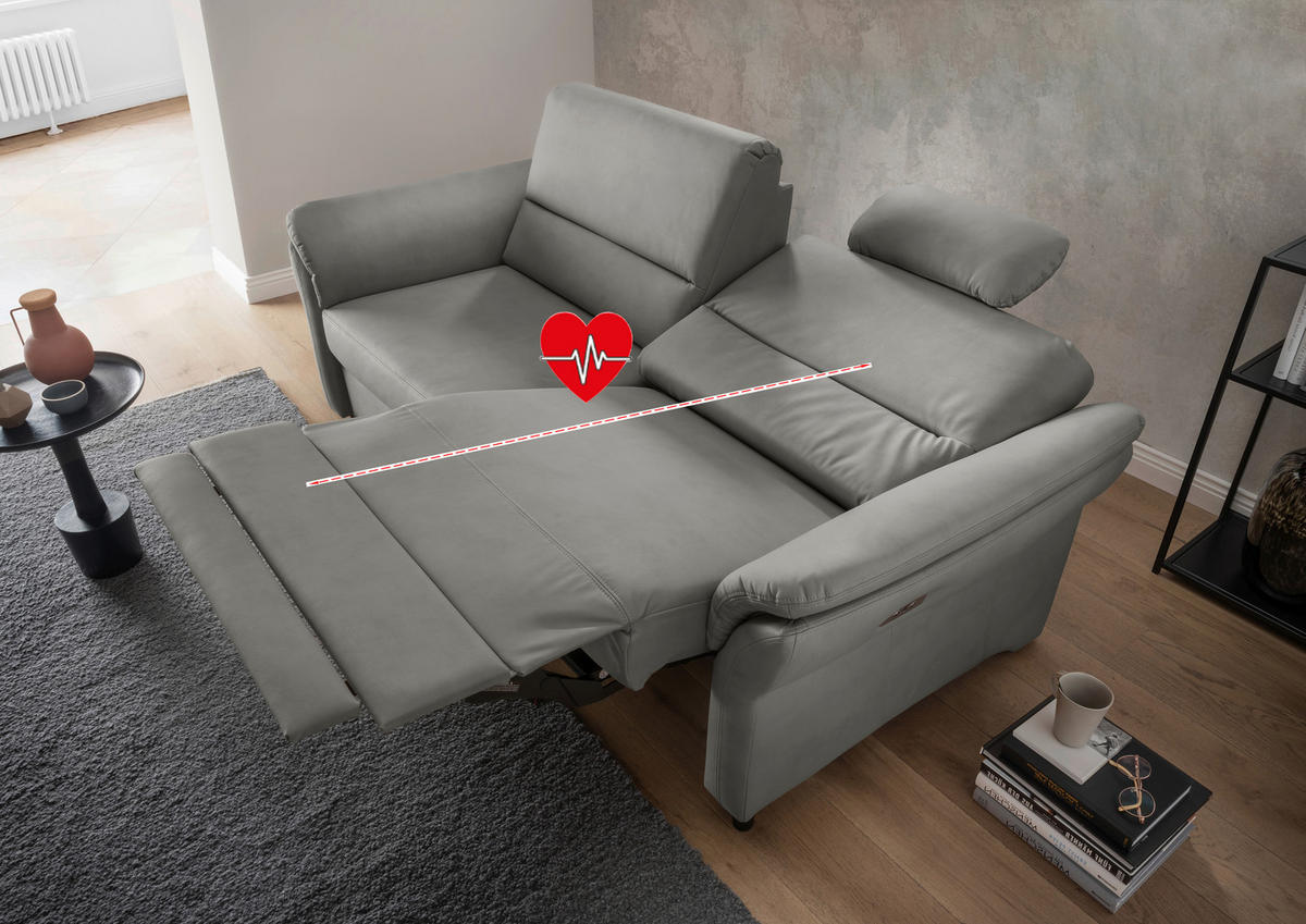 3-SITZER-SOFA in Lederlook Grau  - Schwarz/Grau, Modern, Holz/Textil (192/90/89cm) - Livetastic