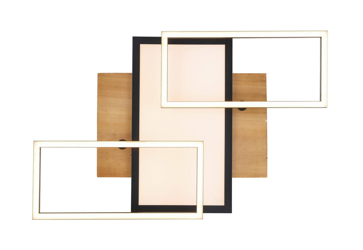 LED-DECKENLEUCHTE    35/56/10 cm  - Schwarz/Naturfarben, Trend, Holz/Kunststoff (35/56/10cm) - Novel