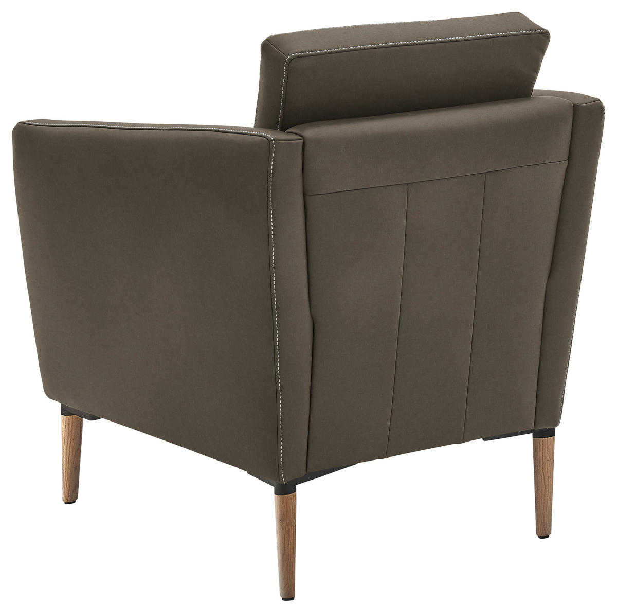 SESSEL in Echtleder Graubraun  - Eichefarben/Graubraun, Natur, Leder/Holz (75/84/76cm) - Valnatura