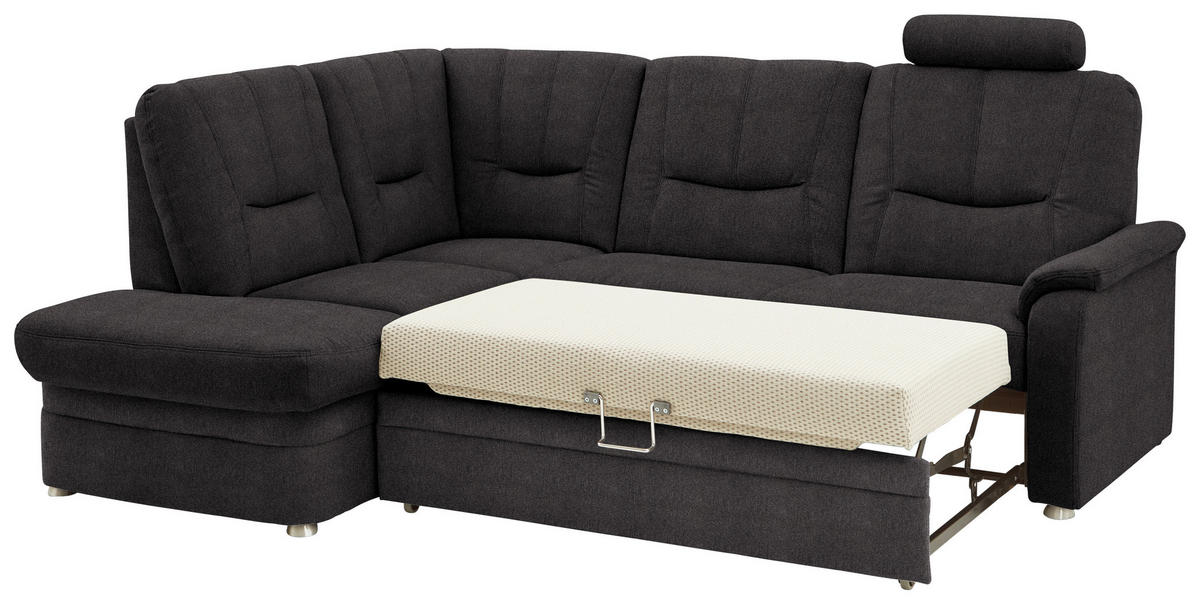 ECKSOFA Chenille Graubraun  - Graubraun/Schwarz, Konventionell, Kunststoff/Textil (185/235cm) - Beldomo Comfort