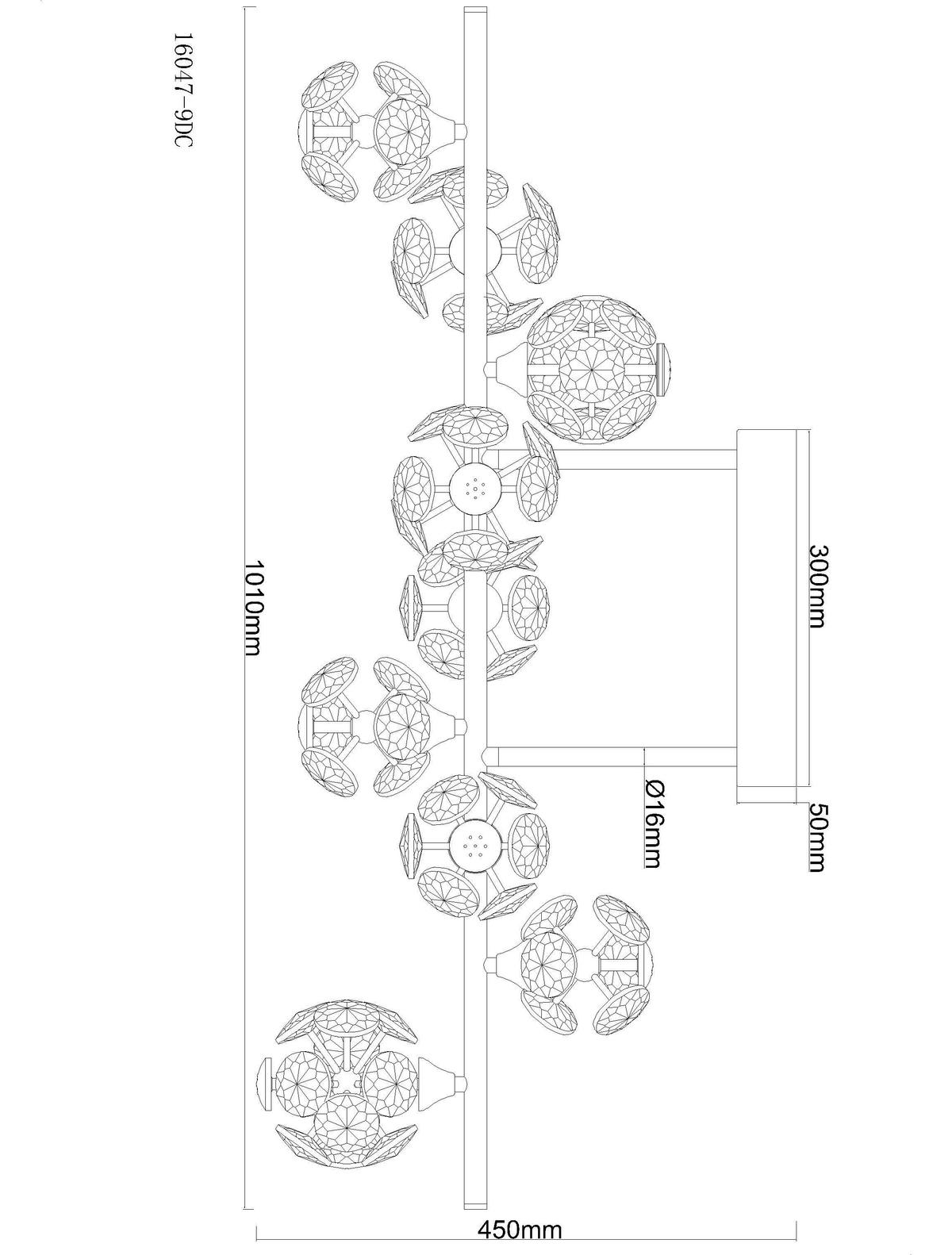 STROPNA LED-SVETILKA  VIRINA //3000 K/230 V/ - barve kroma/prozorno, Konvencionalno, kovina/steklo (101/34,5/45cm) - Globo