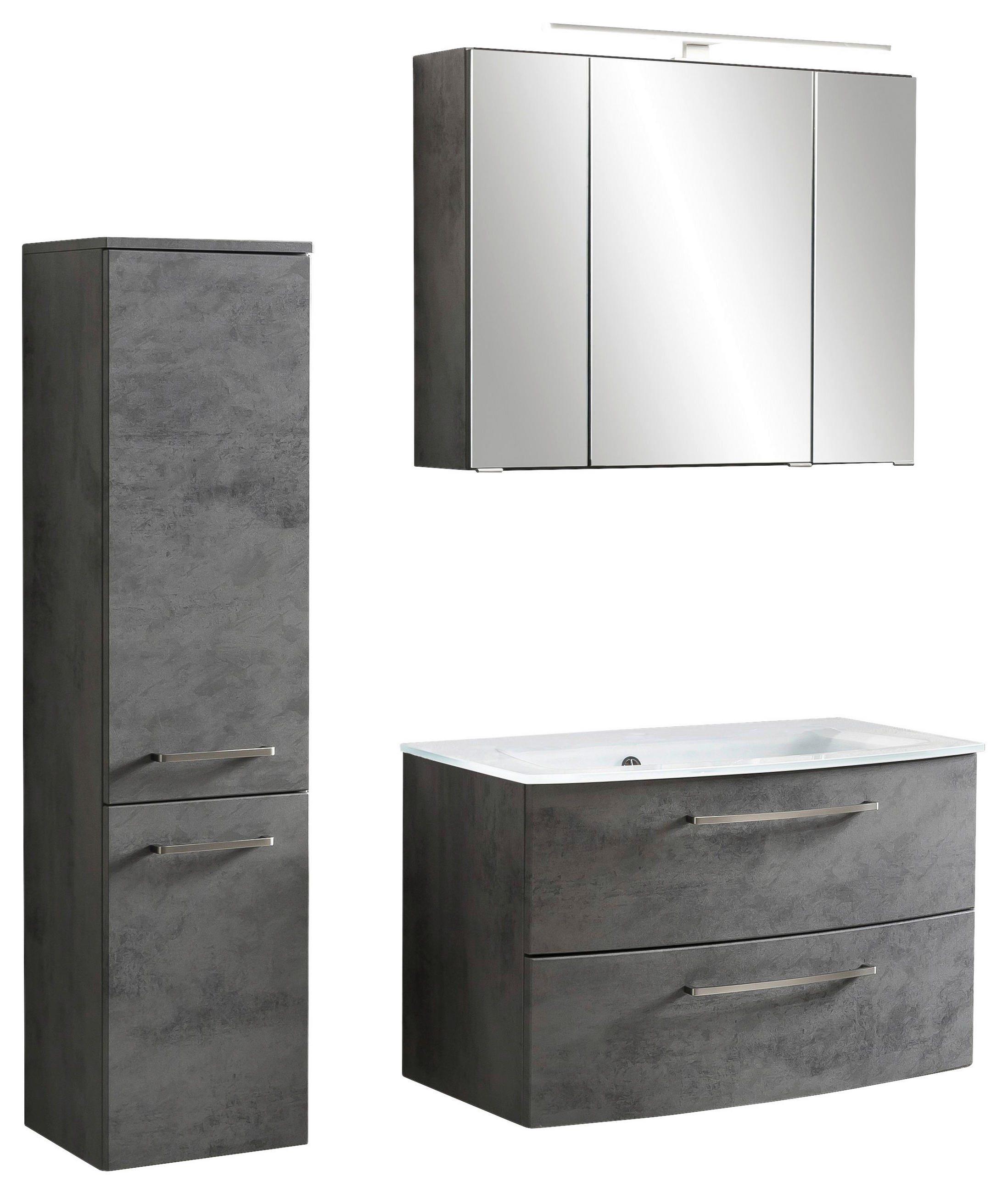 Bademöbel-Set Stockholm B: 110 cm Weiß/Grau