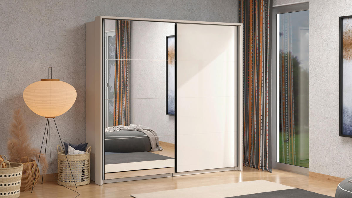 SCHWEBETÜRENSCHRANK 220/217,5/62 cm 2-türig Kaschmir  - Kaschmir/Schwarz, KONVENTIONELL, Glas/Holzwerkstoff (220/217,5/62cm) - Stylife