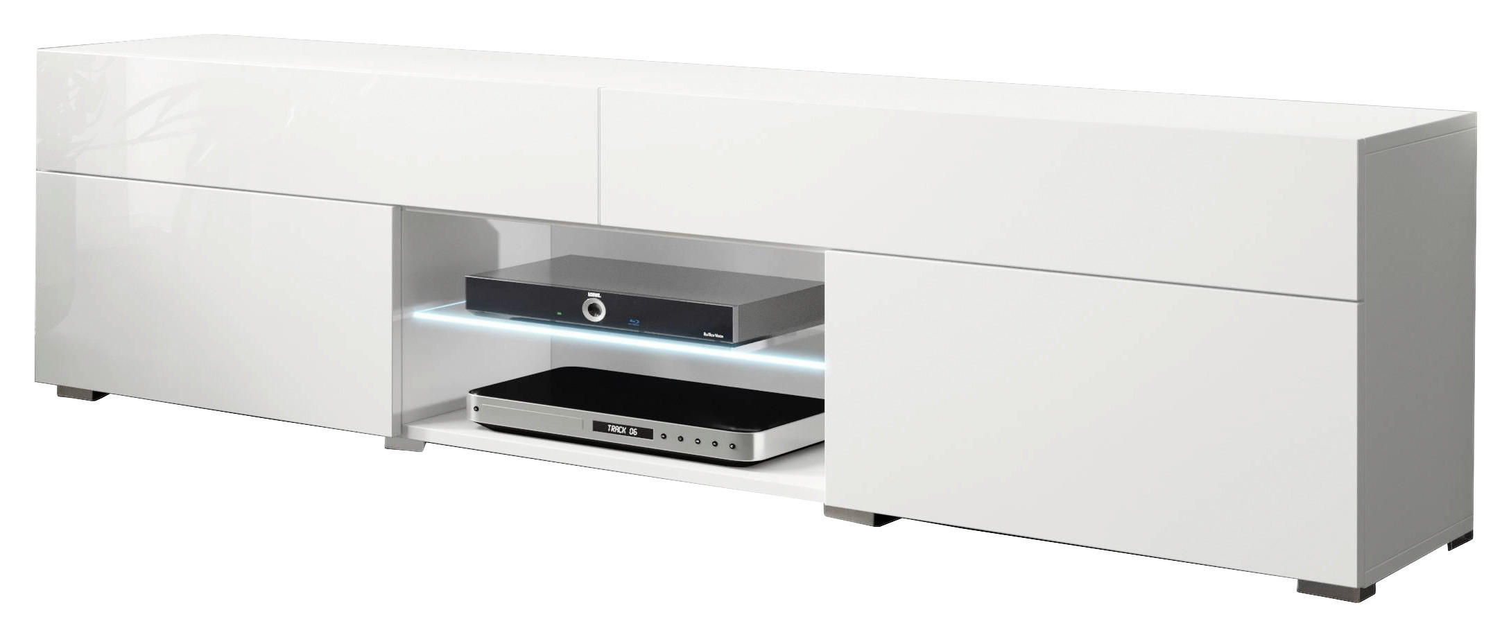 NIZKA OMARICA bela, visoki sijaj  - siva/bela, Trendi, umetna masa/leseni material (180/45,4/32,5cm) - P & B