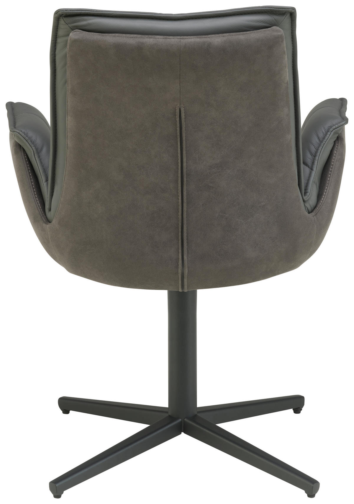 ARMLEHNSTUHL  in Eisen Webstoff Echtleder pigmentiert  - Schwarz/Grau, KONVENTIONELL, Leder/Textil (65/88/65cm) - Livetastic