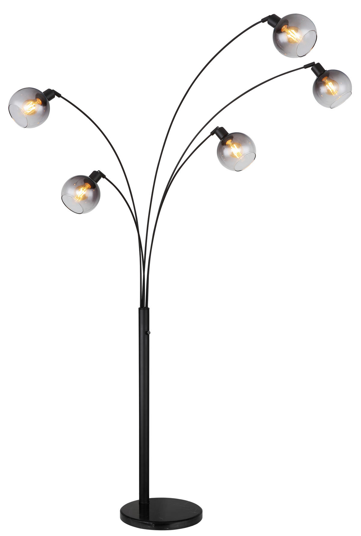 STEHLEUCHTE 98/110/208 cm    - Schwarz, KONVENTIONELL, Glas/Stein (98/110/208cm) - Globo